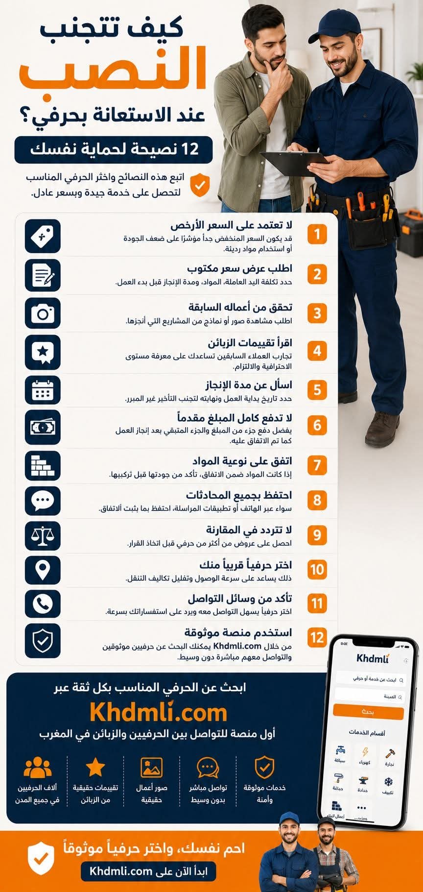 كيف تتجنب النصب عند الاستعانة بحرفي؟ 12 نصيحة لحماية نفسك

عند الحاجة ...