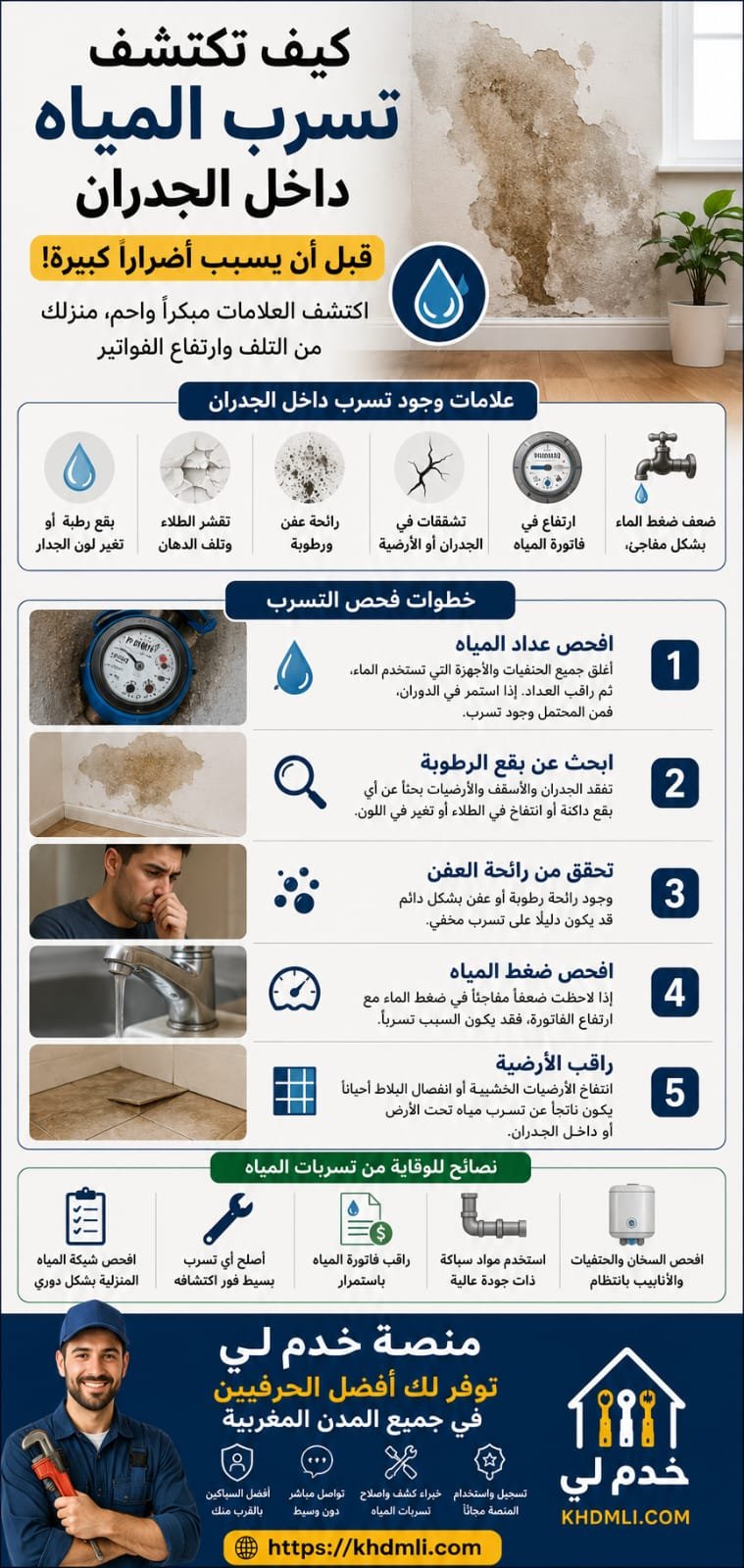 كيف تكتشف تسرب المياه داخل الجدران قبل أن يسبب أضرارًا كبيرة؟

يُعد تس...