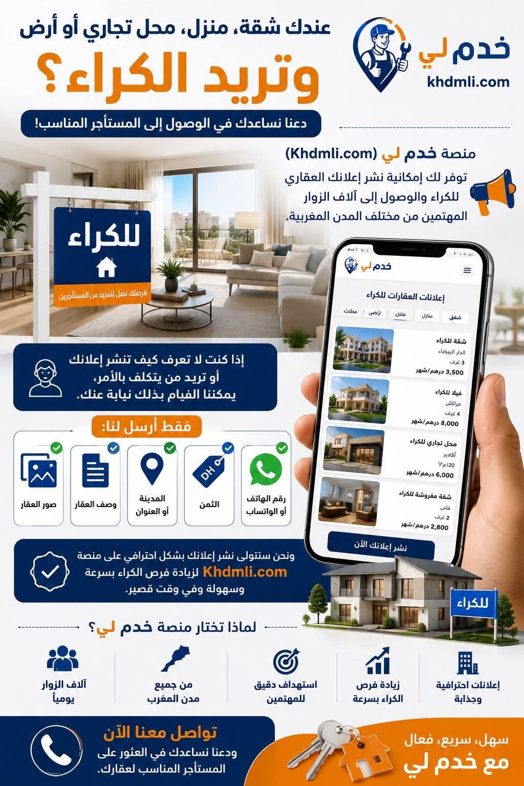 🏠 عندك شقة، منزل، فيلا، محل تجاري أو أرض للكراء ومازال ما لقيتيش مكتري...