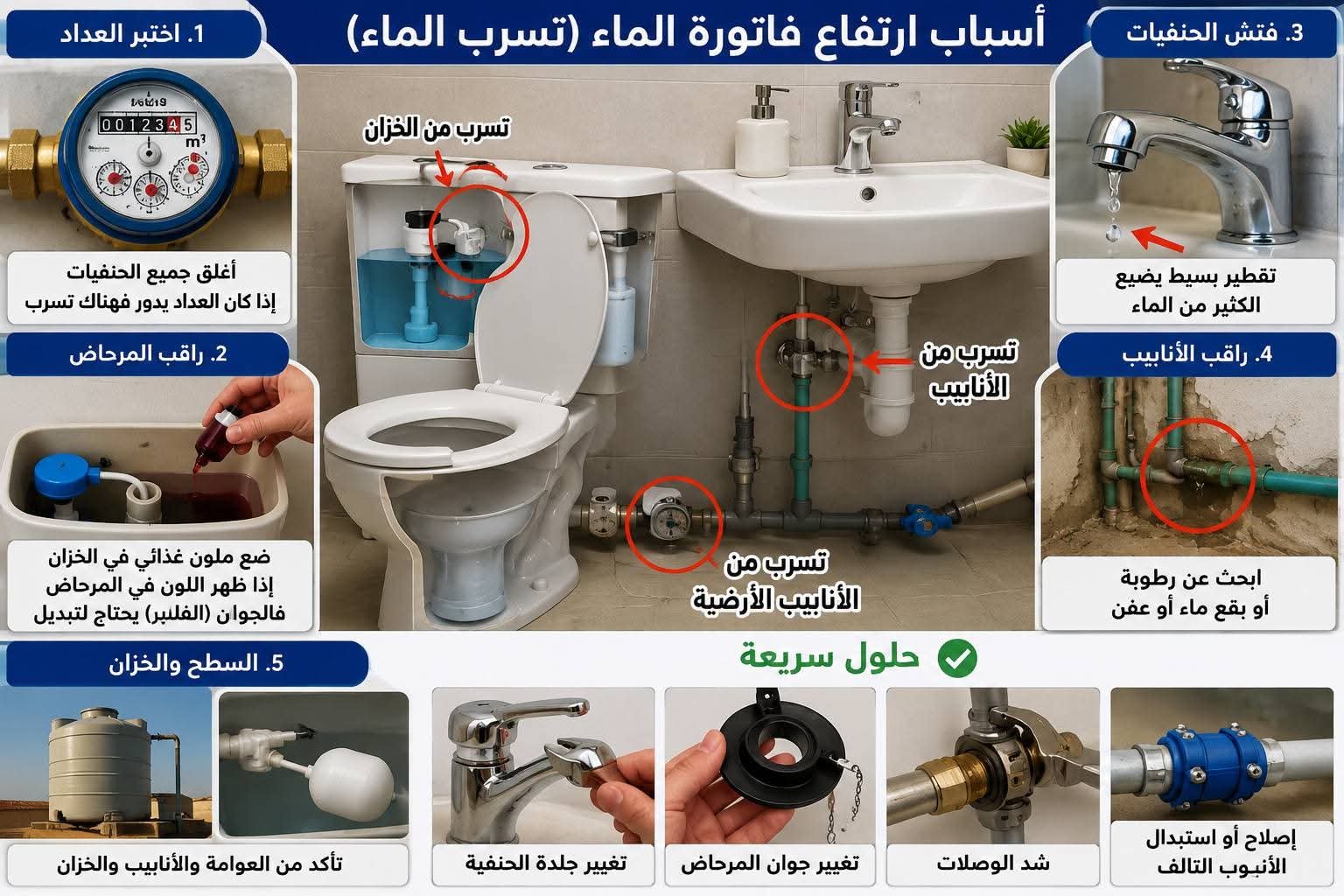 إذا طلعات فاتورة الماء بشكل غير عادي، ففي الغالب كاين تسرب مخفي. قبل م...