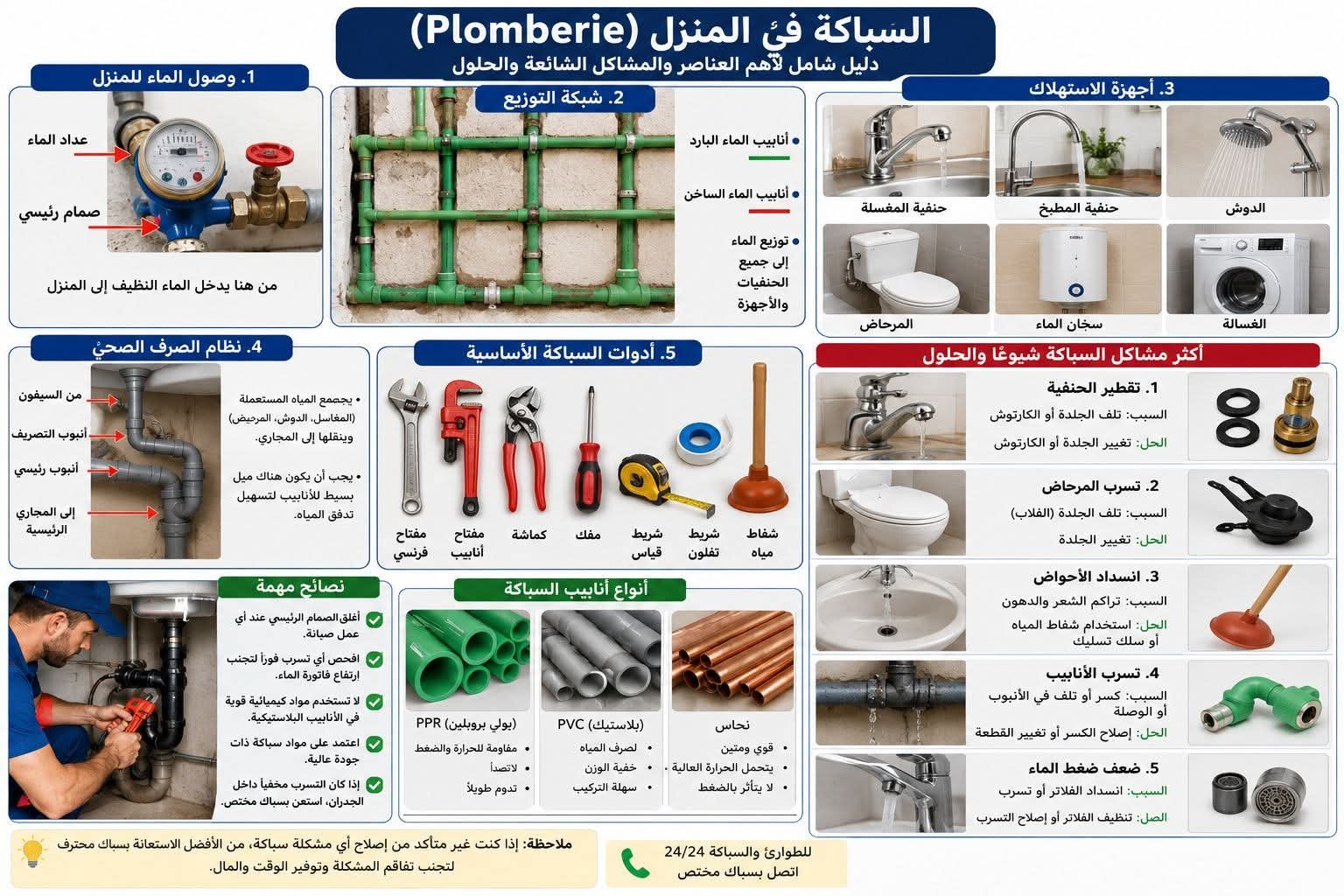 السباكة المنزلية (Plomberie) في المغرب: دليل شامل لتركيب وصيانة وإصلاح...