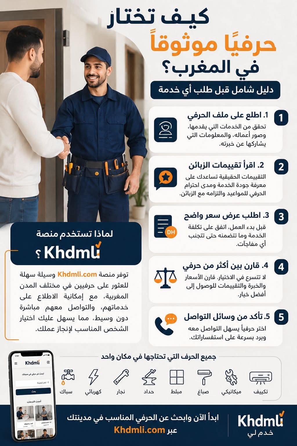 كيف تختار حرفيًا موثوقًا في المغرب؟ دليل شامل قبل طلب أي خدمة

عند الب...