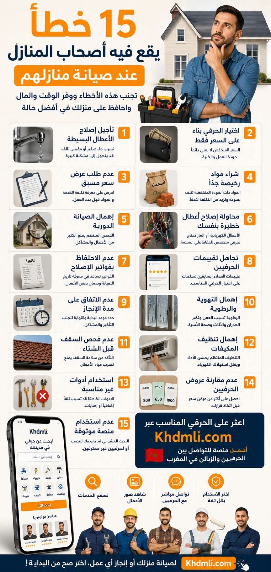 15 خطأ يقع فيه أصحاب المنازل عند صيانة منازلهم

صيانة المنزل بشكل دوري...