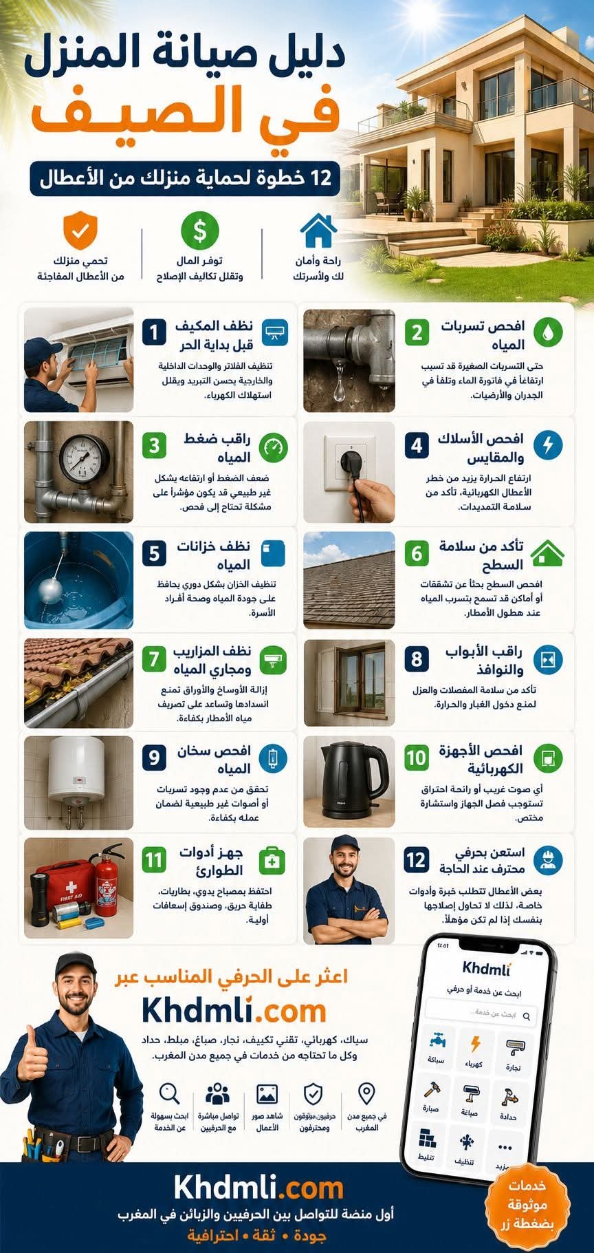 دليل صيانة المنزل في الصيف: 12 خطوة لحماية منزلك من الأعطال
مع ارتفاع ...