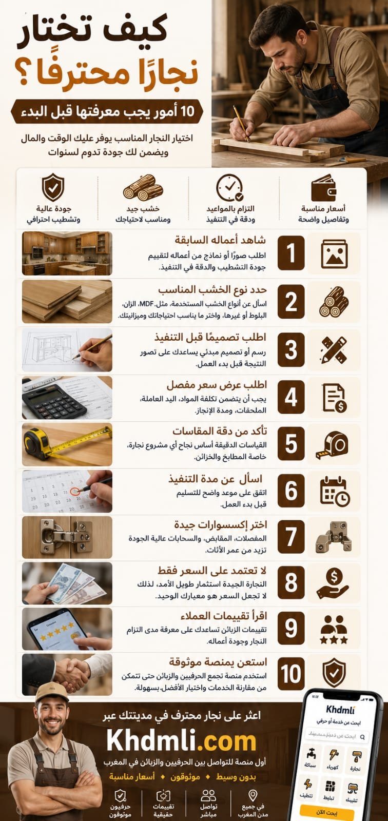 كيف تختار نجارًا محترفًا؟ 10 أمور يجب معرفتها قبل البدء

يعد النجار من...
