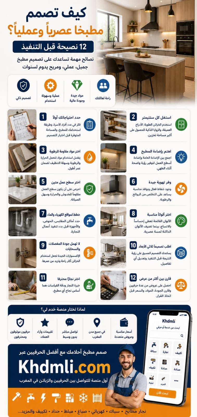 كيف تصمم مطبخًا عصريًا وعمليًا؟ 12 نصيحة قبل التنفيذ

يُعد المطبخ من أ...
