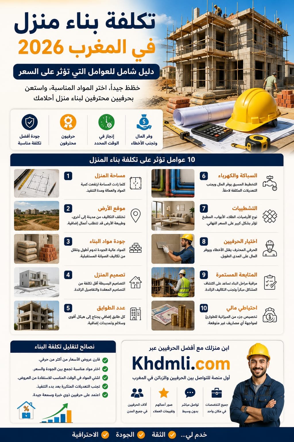 تكلفة بناء منزل في المغرب سنة 2026: دليل شامل للعوامل التي تؤثر على ال...