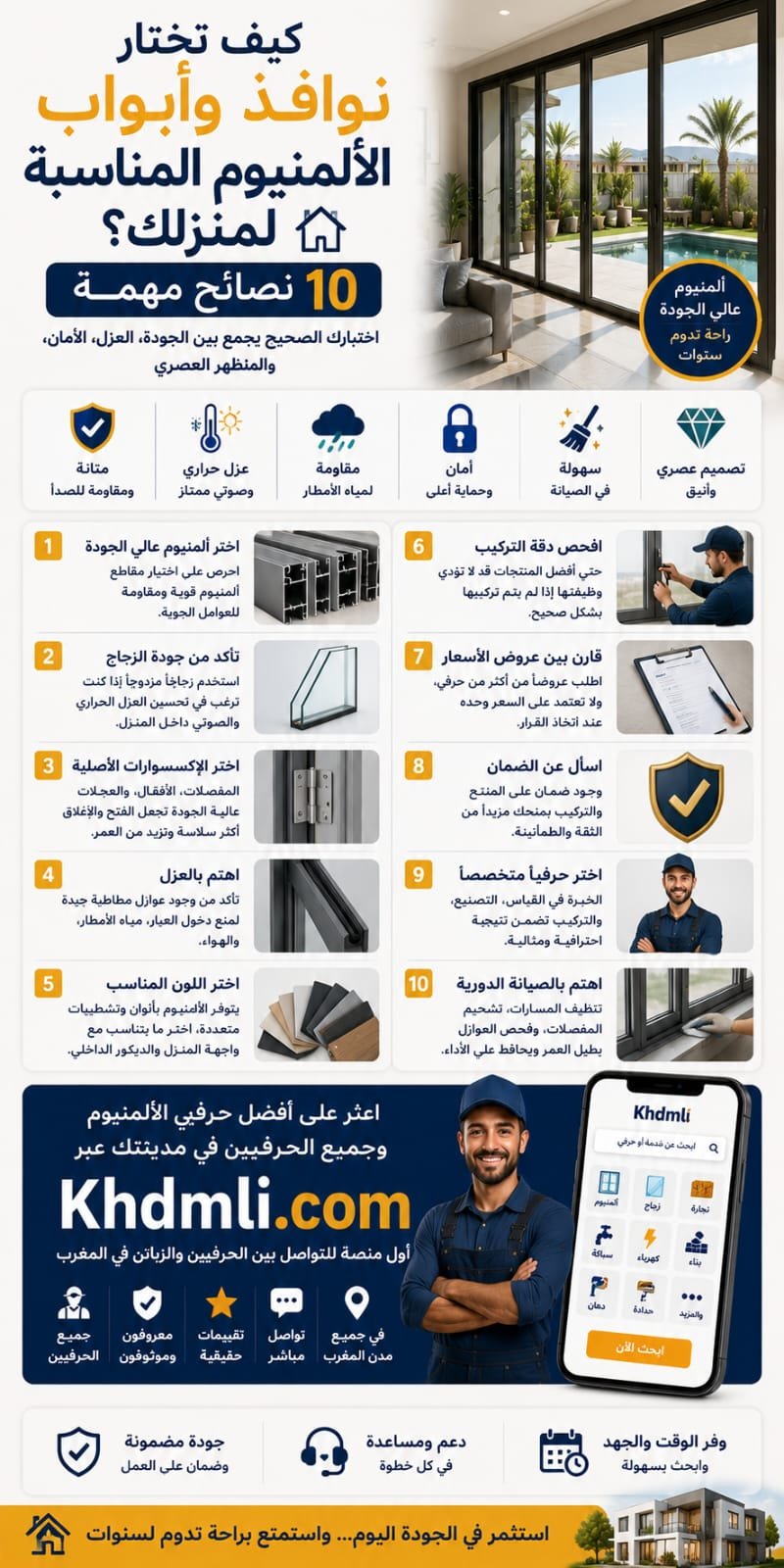 كيف تختار نوافذ وأبواب الألمنيوم المناسبة لمنزلك؟ 10 نصائح مهمة

أصبحت...
